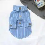 Chemise rayée bleu pour chien 10