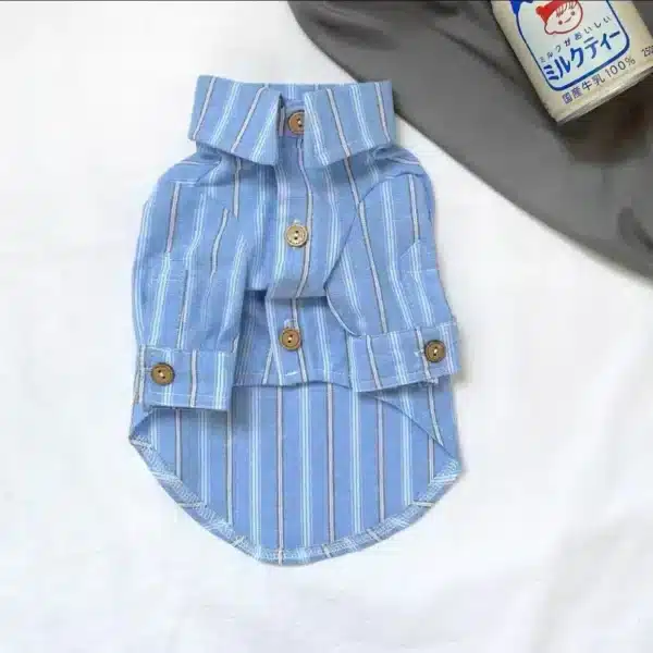 Chemise rayée bleu pour chien 10