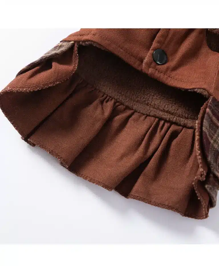 Tenue marron a carreaux petit chien 22