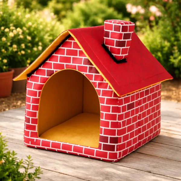 Niche motif brique pliable pour petit chien