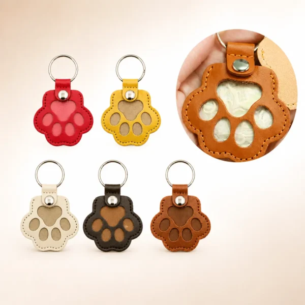 Porte-clés commémoratif en cuir pour chien