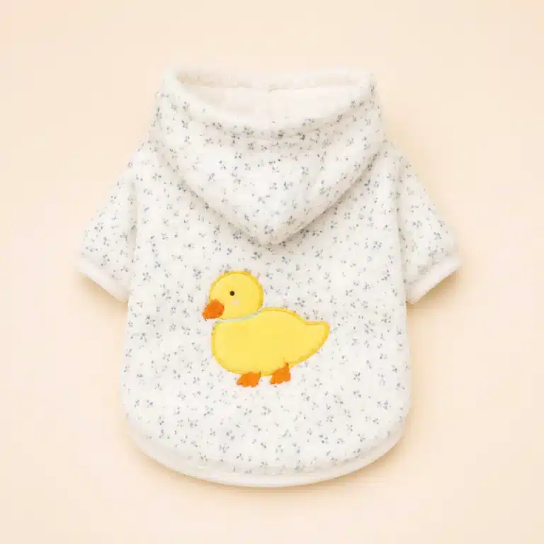 Pull à capuche poussin pour petit chien