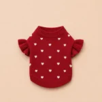 Pull rouge avec froufrou chien