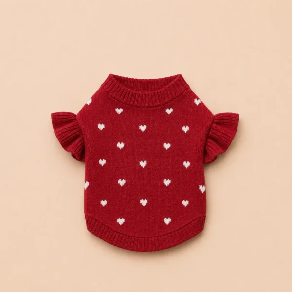 Pull rouge avec froufrou chien