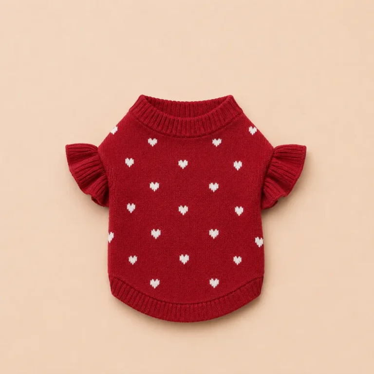 Pull rouge avec froufrou chien