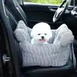 Siège de voiture chien rayé gris et blanc 7