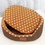 Panier à pois marron pour petit chien 4