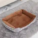 Panier relaxant pour petit chien marron et gris à carreaux 4