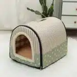 Niche pour petit chien vert et beige 6
