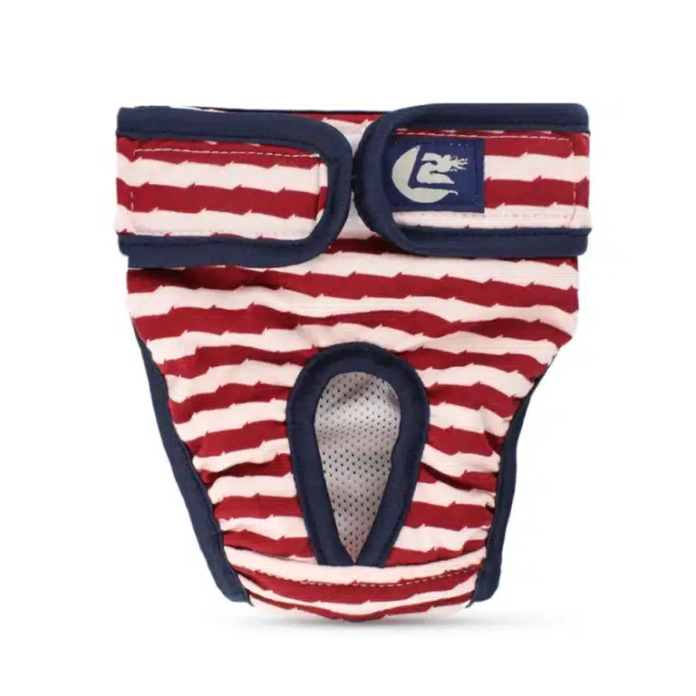 Culotte absorbante pour chien rouge et blanc 2