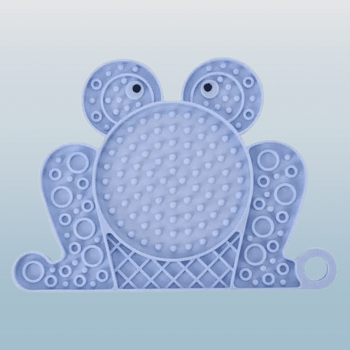 Tapis de léchage forme grenouille bleu pour chien