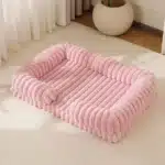 Lit apaisant cotelé pour chien rose 7