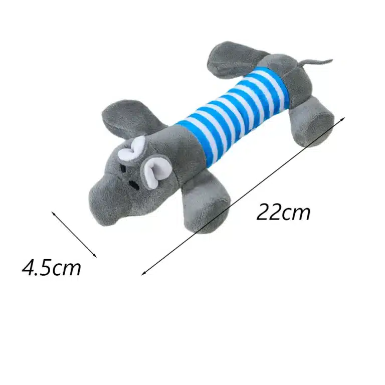 Jouets à mâcher en peluche éléphant gris et bleu 1