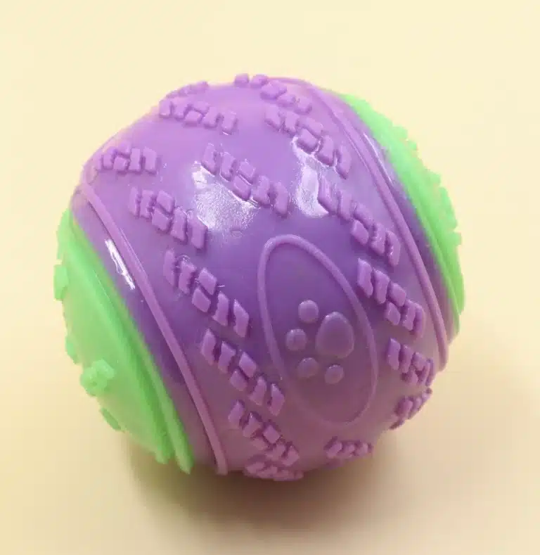 Balle rebondissante violette et vert chien 4
