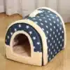 Niche pour petit chien étoile bleu et blanche
