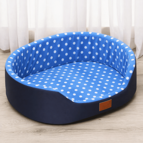 Panier à pois bleu pour petit chien