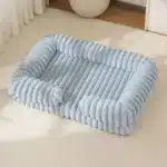Lit apaisant cotelé pour chien bleu pastel 7