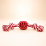 Balle avec corde rouge pour chien