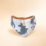 Collier bandana bleu et beige chien