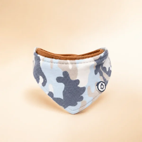 Collier bandana bleu et beige chien