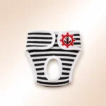 Culotte absorbante pour chien rayé noir et blanc