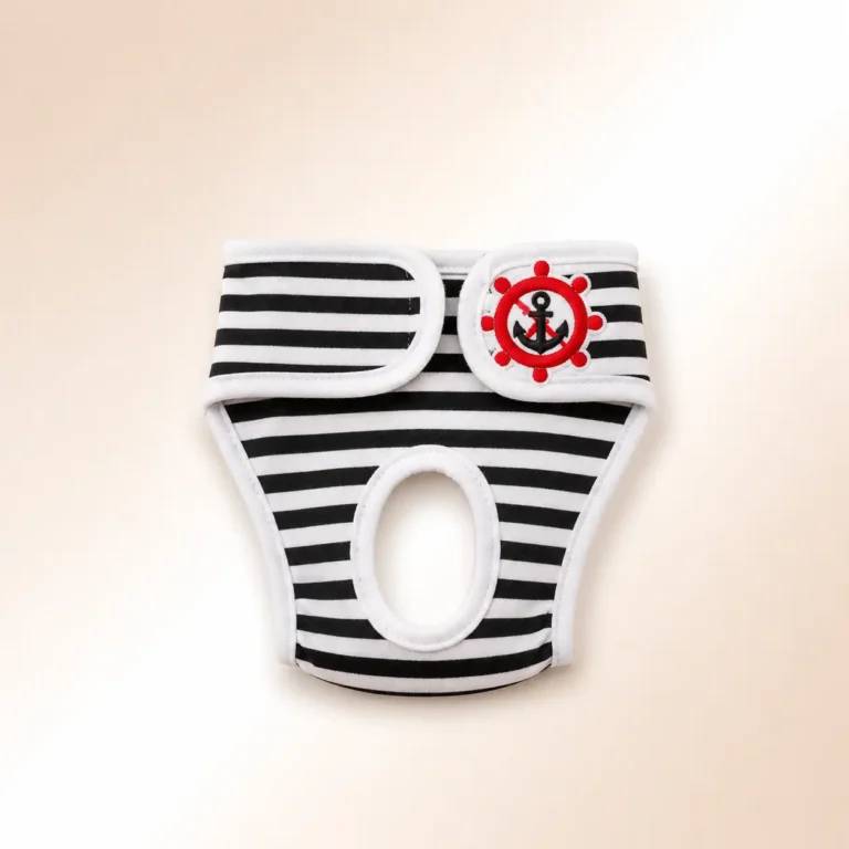 Culotte absorbante pour chien rayé noir et blanc