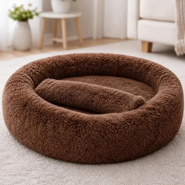 Lit moelleux pour petit chien marron