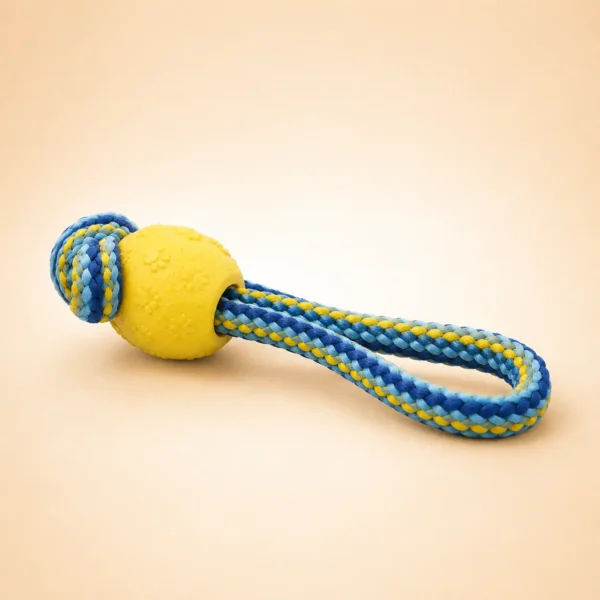 Jouet pour chien balle avec corde