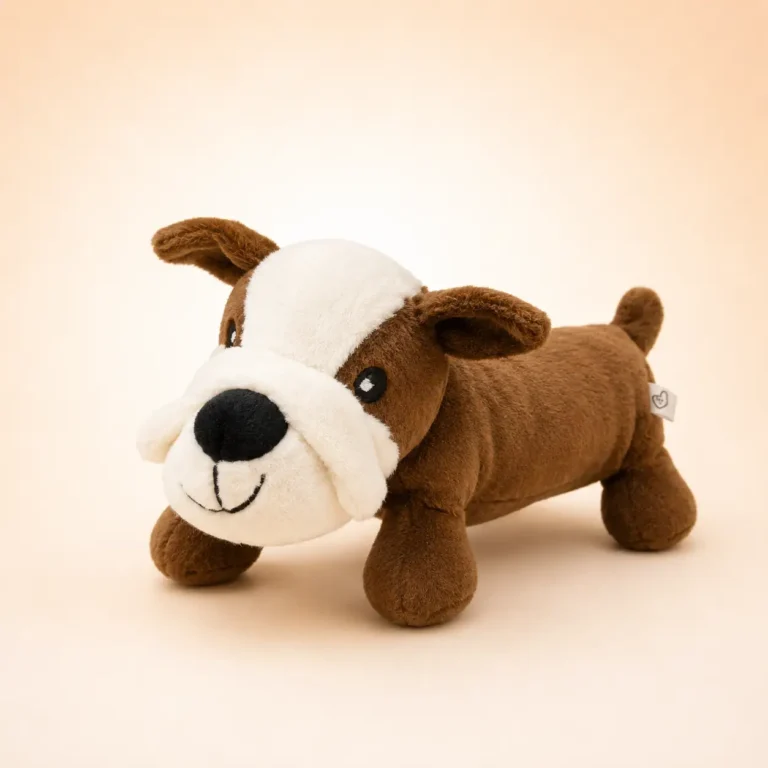 Jouets à mâcher en peluche chien marron et blanc