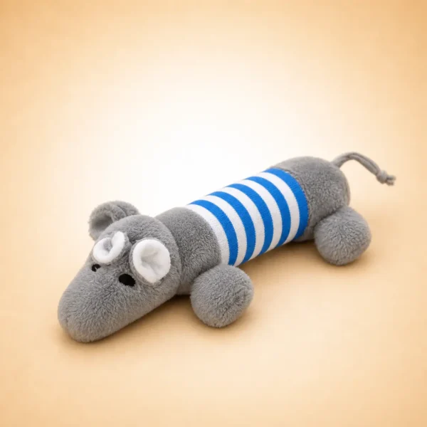 Jouets à mâcher en peluche éléphant gris et bleu