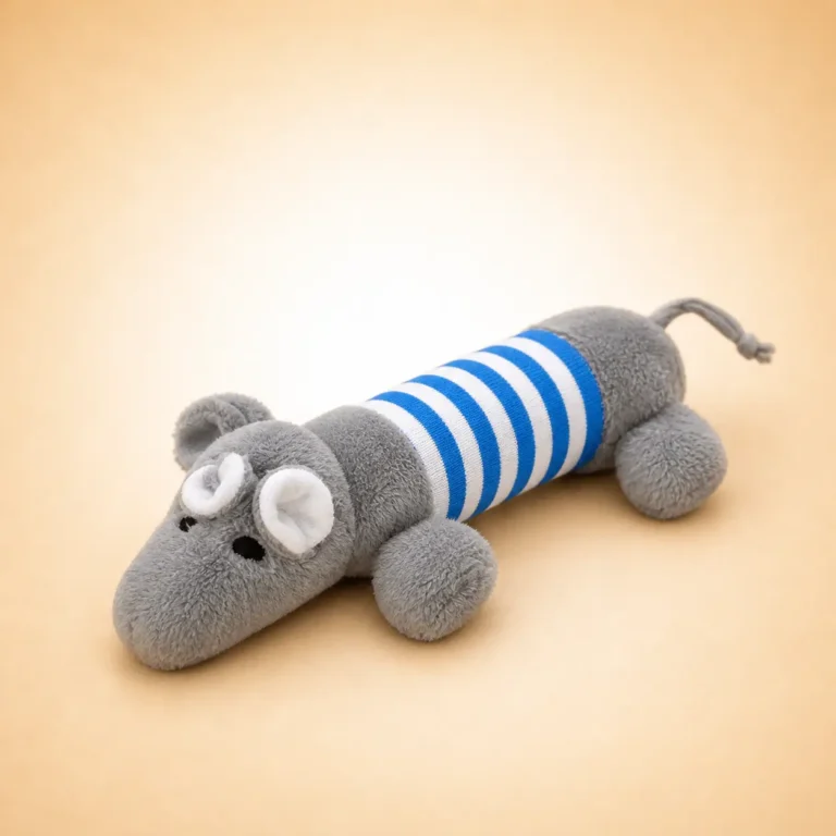 Jouets à mâcher en peluche éléphant gris et bleu