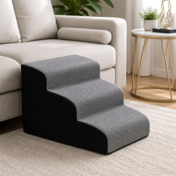 Rampe d'escalier gris pour chien