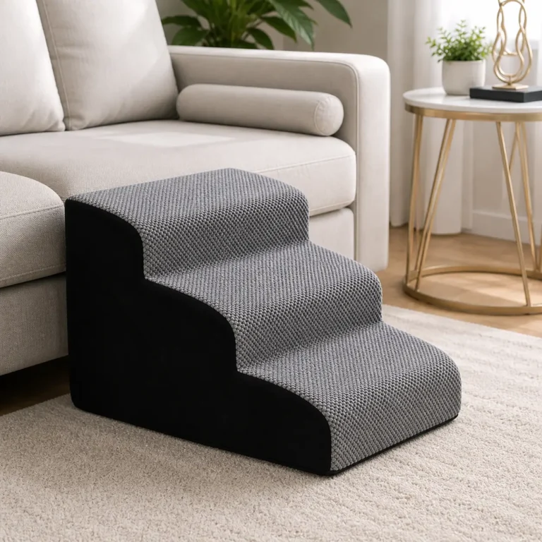 Rampe d’escalier gris pour chien