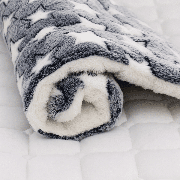 Tapis de couchage pour chien bleu et blanc