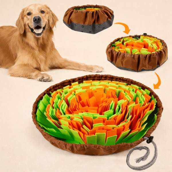 Tapis de reniflage orange et vert chien