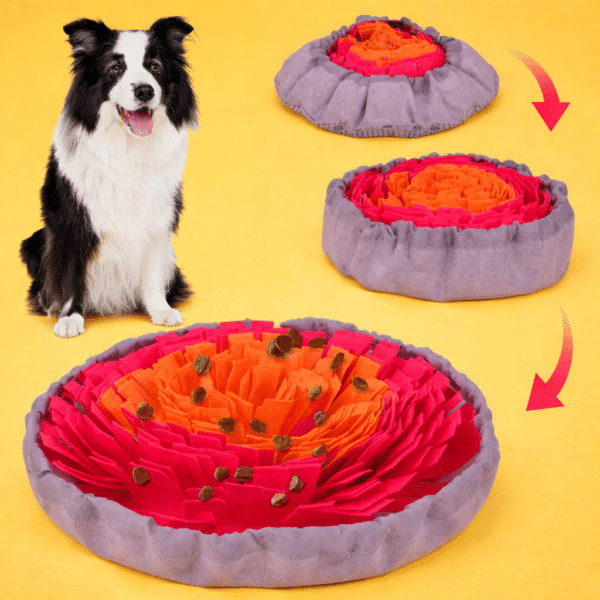 Tapis de reniflage gris et rose chien