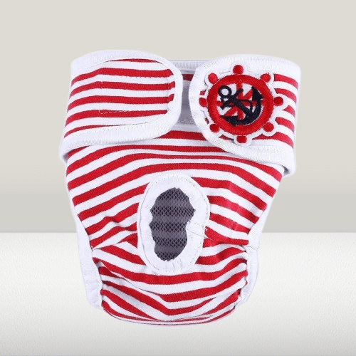 Culotte absorbante pour chien rayé rouge et blanc