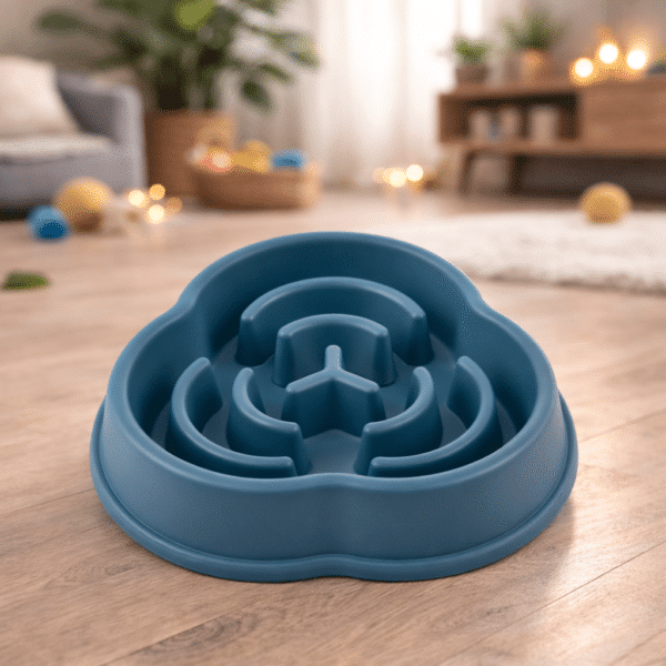 Gamelle anti glouton triangle bleu chien