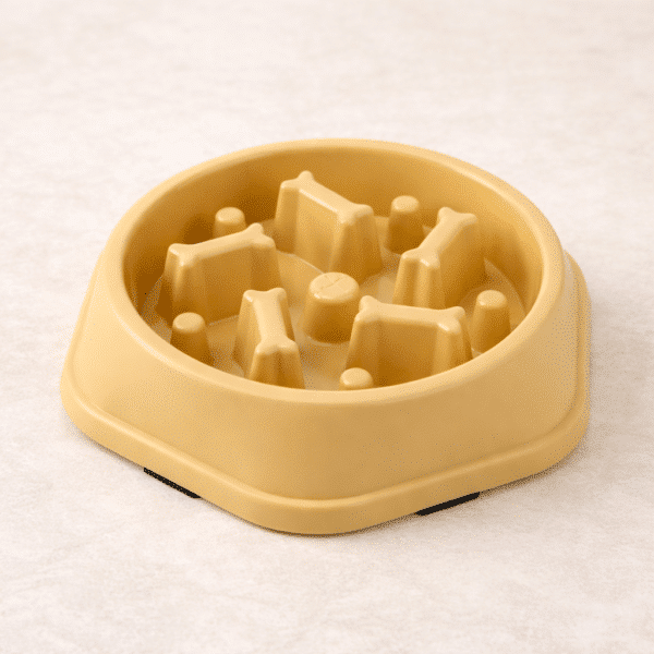 Gamelle anti glouton os jaune chien