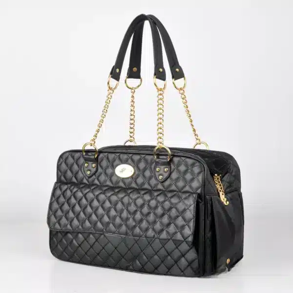 Sac de luxe en cuir noir chihuahua 1