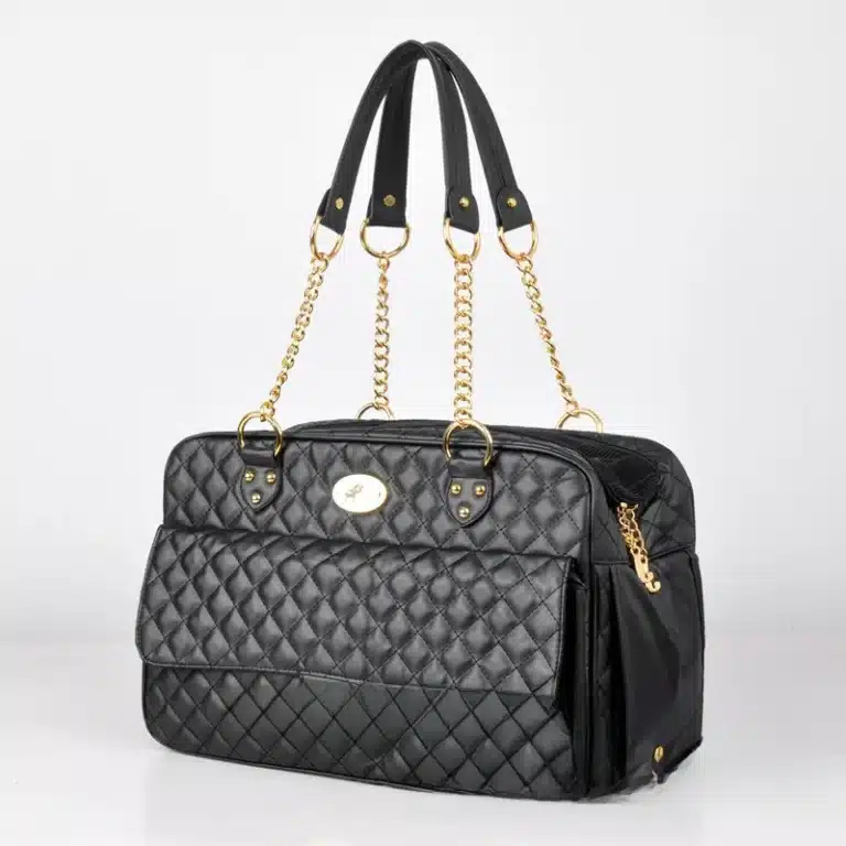 Sac de luxe en cuir noir chihuahua 1