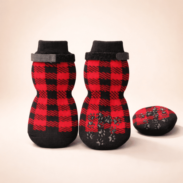 Chaussettes antidérapantes petit chien rouge