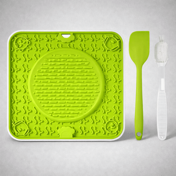 Tapis de léchage pour chien avec spatule et brosse à dent