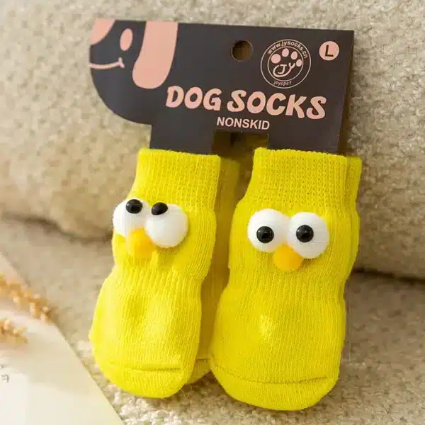 Chaussette pour chien rigolote jaune 7