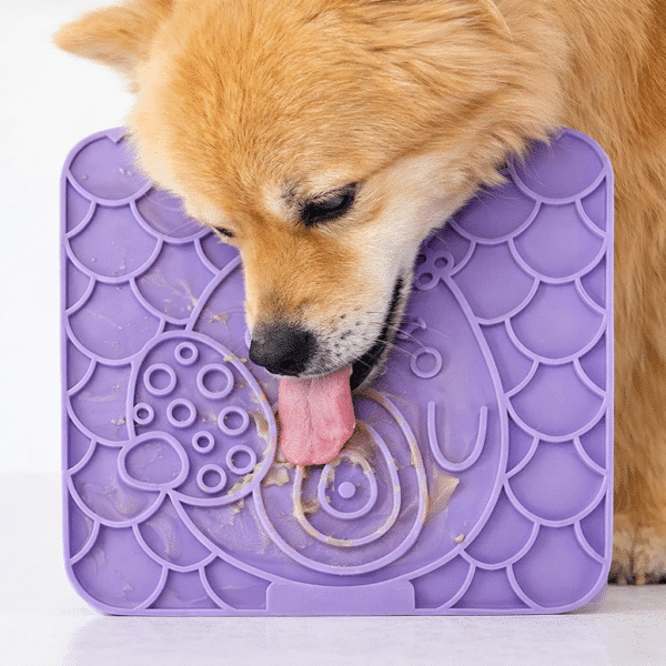 Tapis de léchage forme lapin violet pour chien