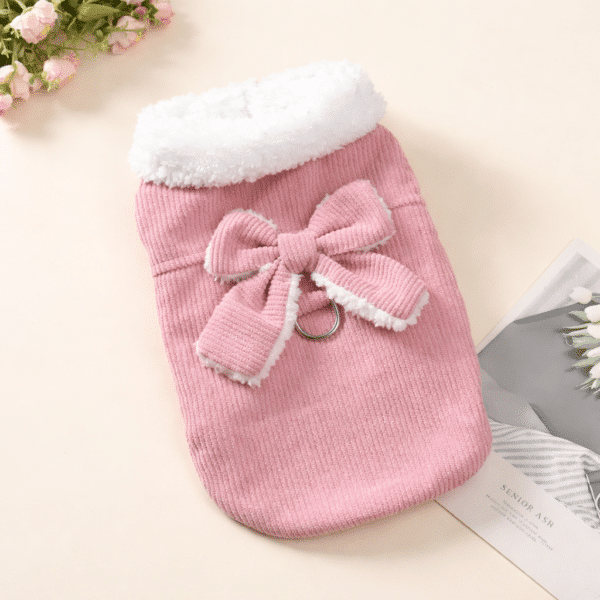 Manteau chaud avec noeud et crochet rose chihuahua