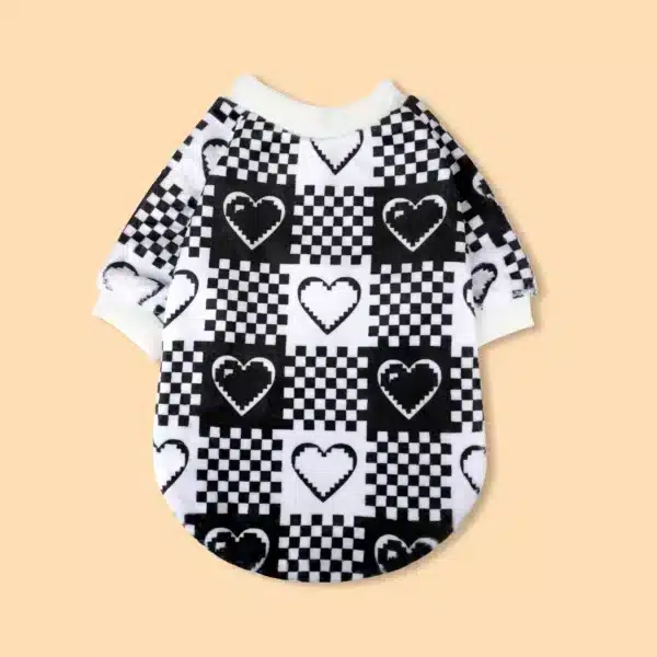 Pull coeur et carreaux chien 3