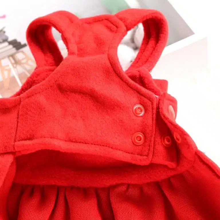 Harnais robe rouge chihuahua + laisse 2