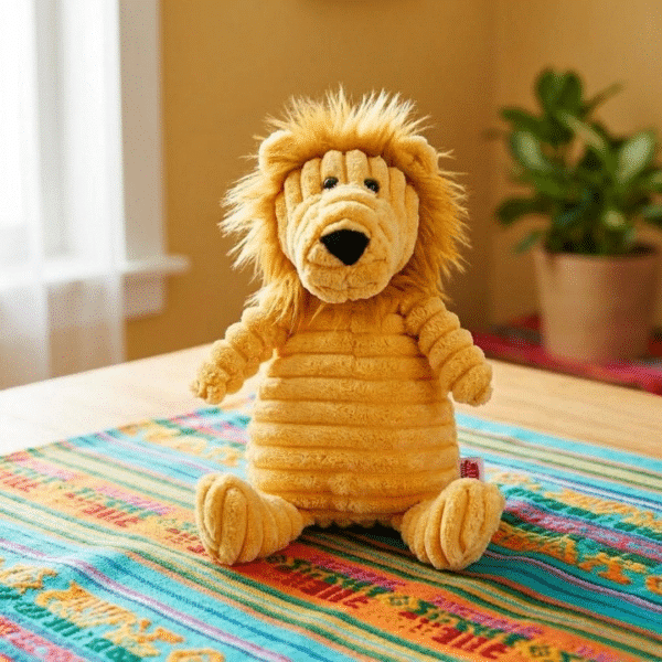 Jouet en peluche côtelé lion pour chien