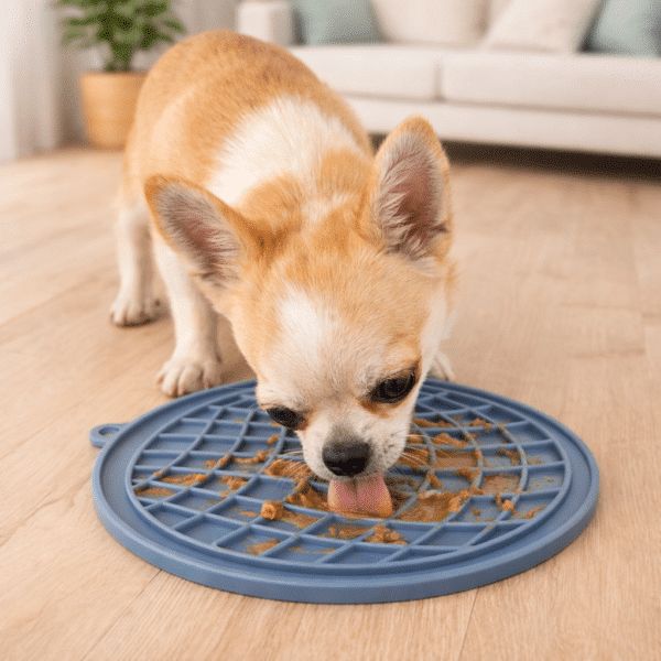 Tapis de léchage en silicone rond pour chien